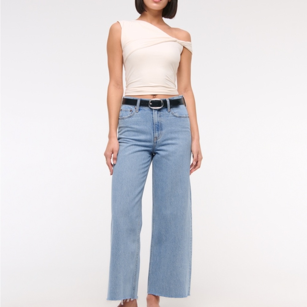 Abercrombie & Fitch High Rise Cropped Wide Leg Jean Size 8L